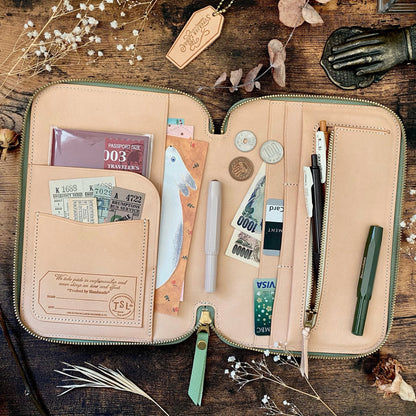 Last Stock Limited Edition The Superior Labor Calf A5 Zip Organizer - Green